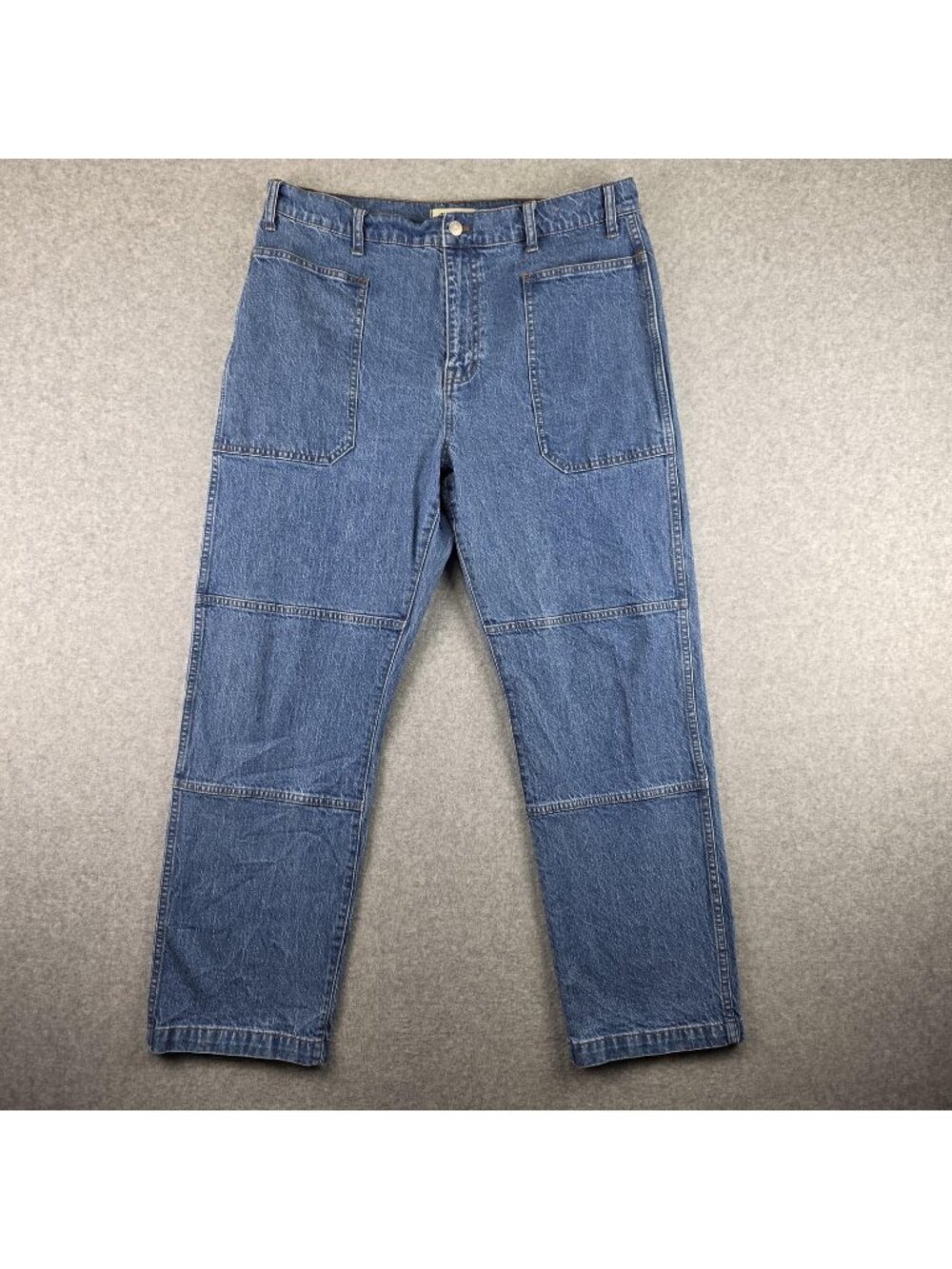 Madewell Jeans Womens 33 90s Straight Blue Utility Pocket High Rise Denim